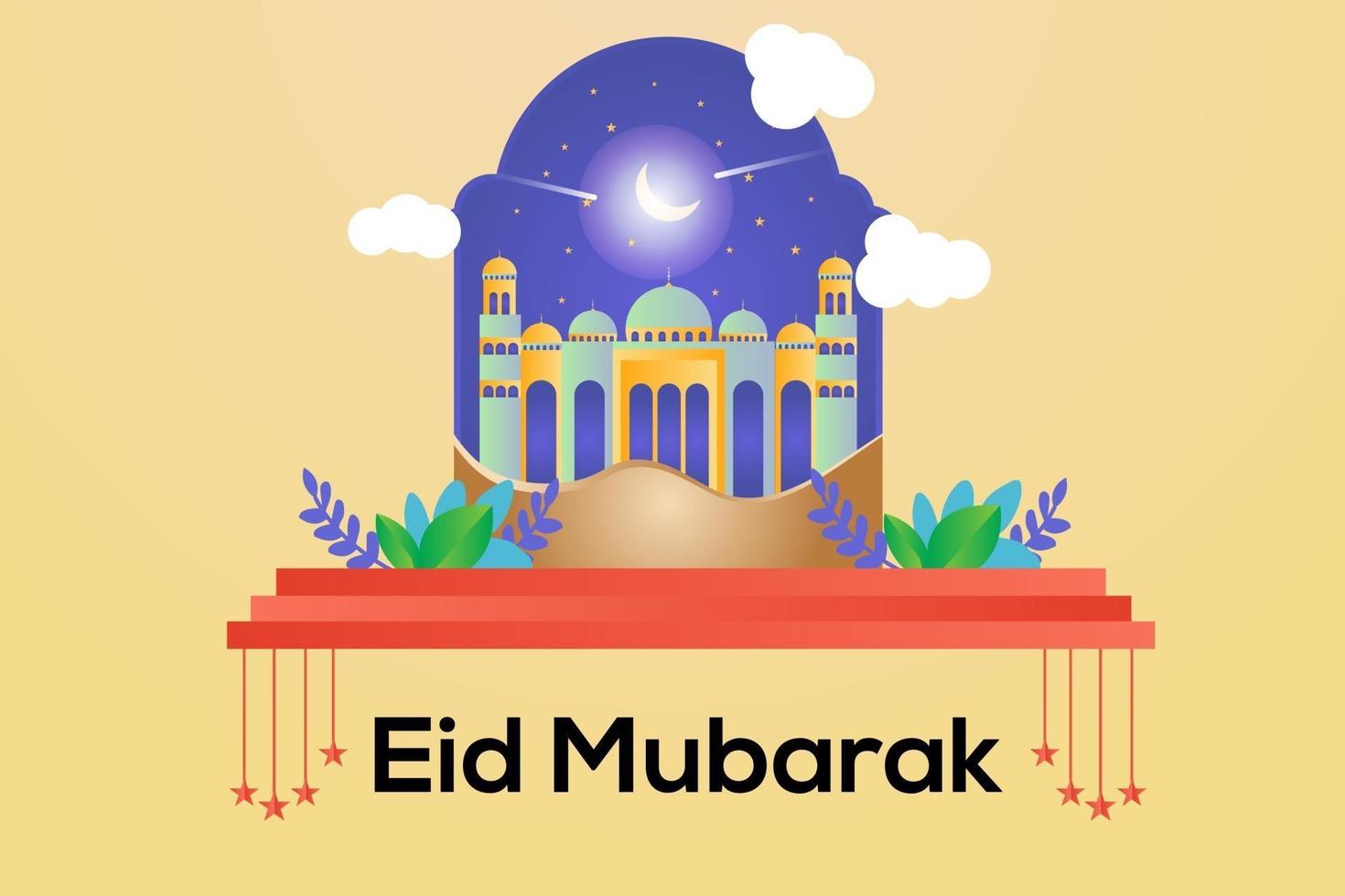 ilustração de design de banner eid mubarak vetor