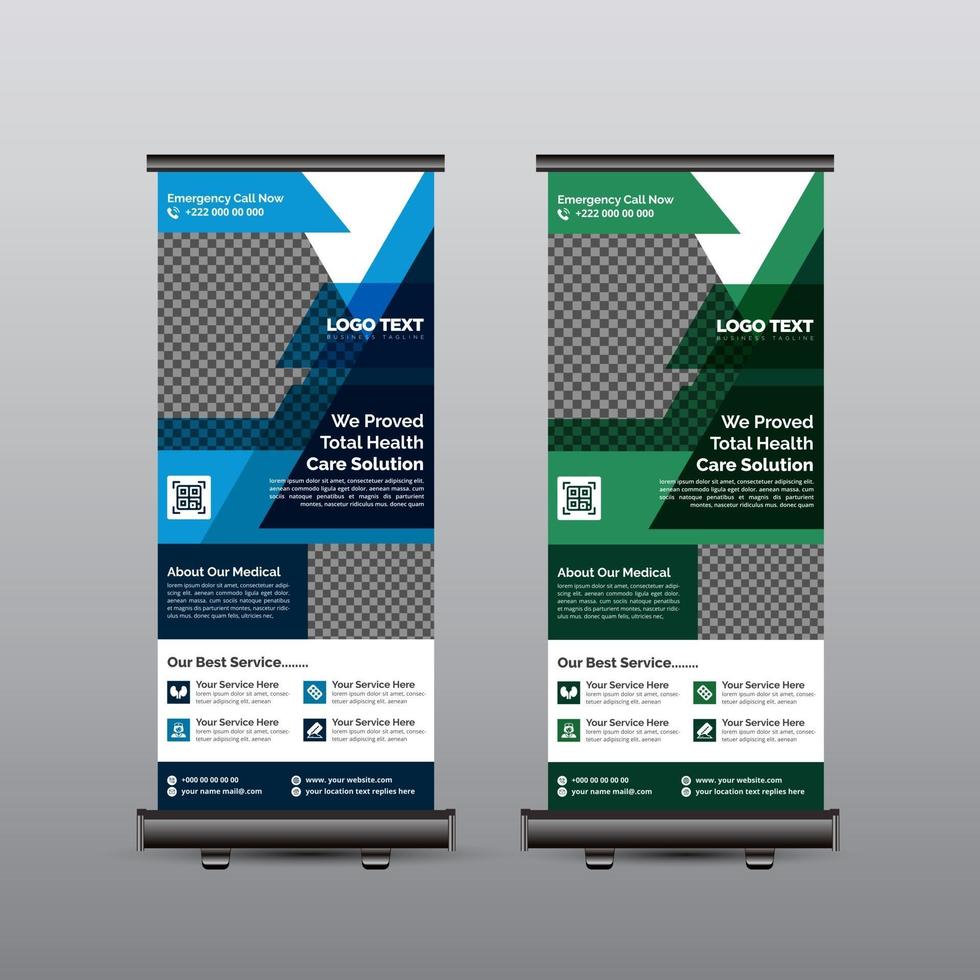 clínica médica saúde roll up banner design vetor