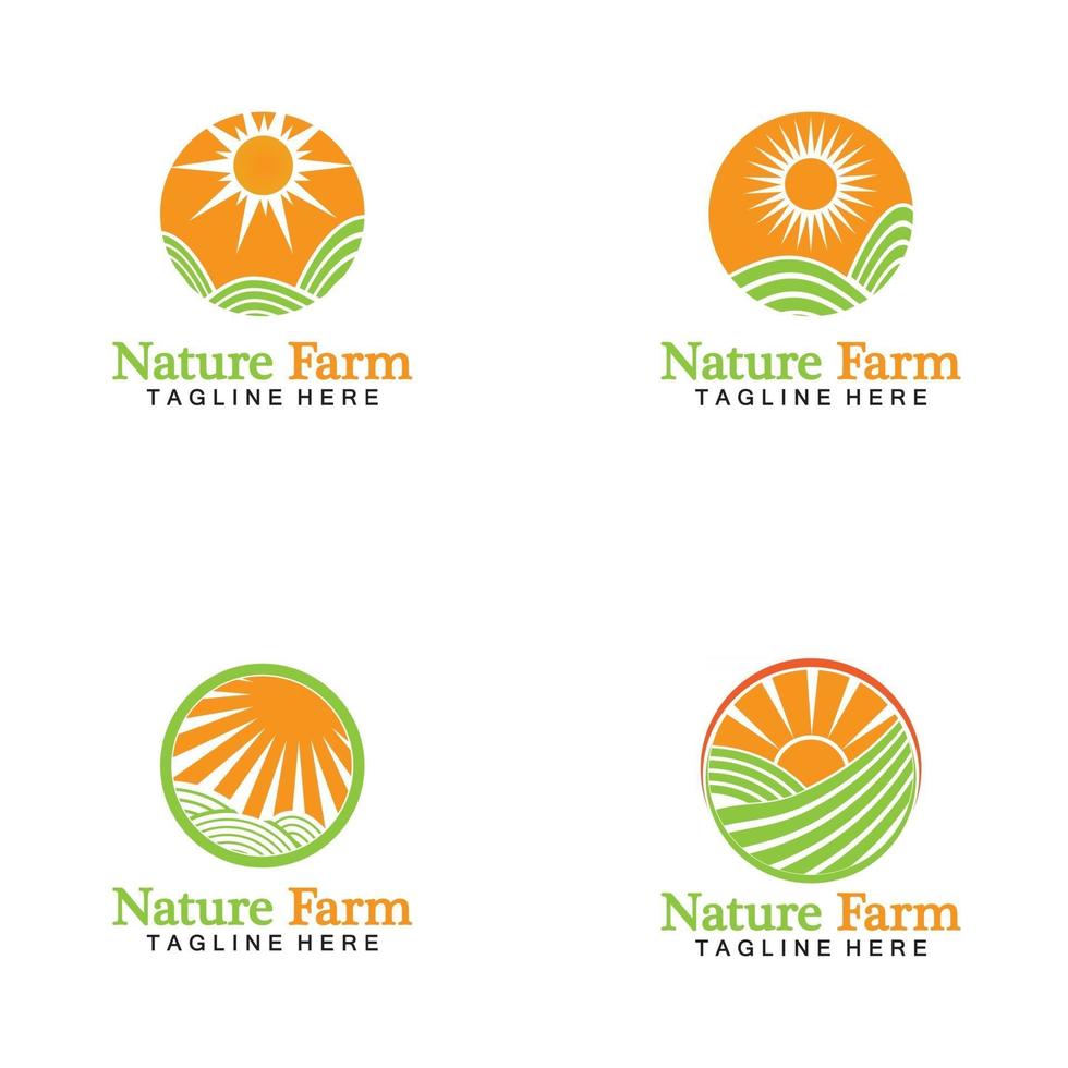 natureza fazenda e logotipo de vetor de agricultura