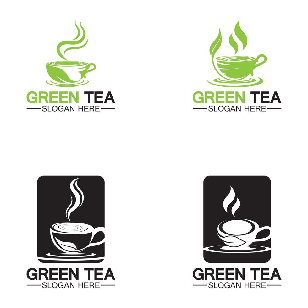 vetor de logotipo de xícara de chá logotipo de vetor chá verde