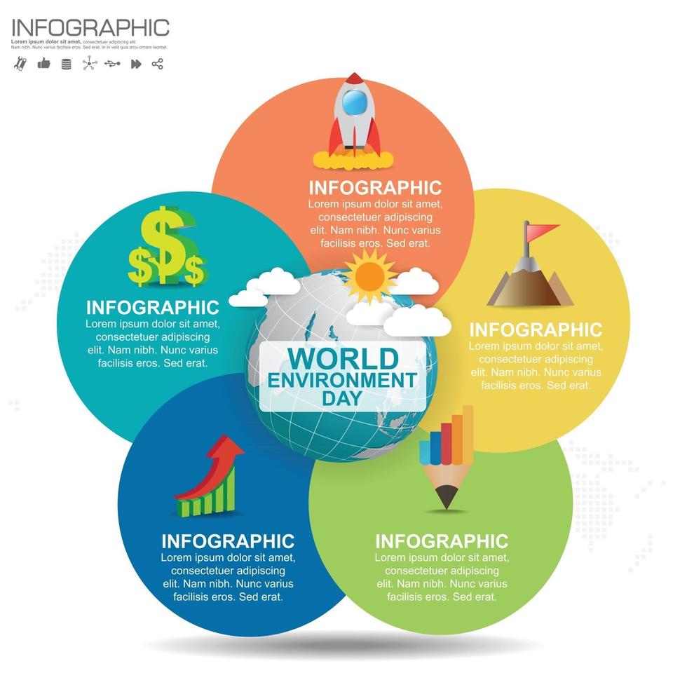 globo terrestre com ilustração vetorial infográfico pode ser usado como banner de panfleto ou cartaz conceito do dia do ambiente mundial vetor