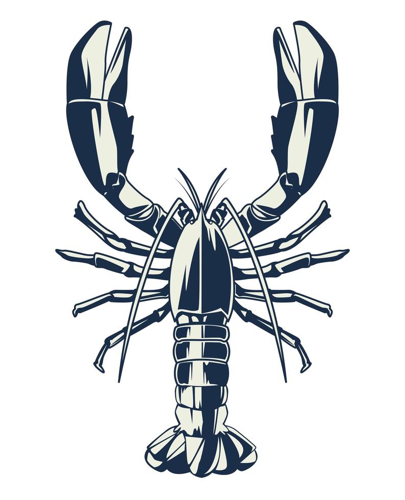 ícone de elemento vintage lagosta cinza náutico vetor