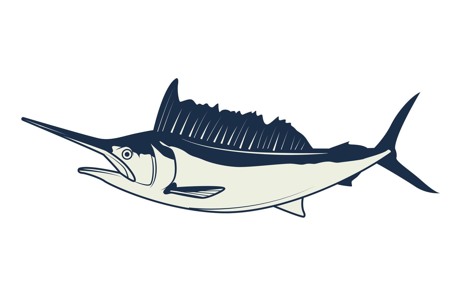 ícone de elemento vintage cinza náutico peixe-espada vetor