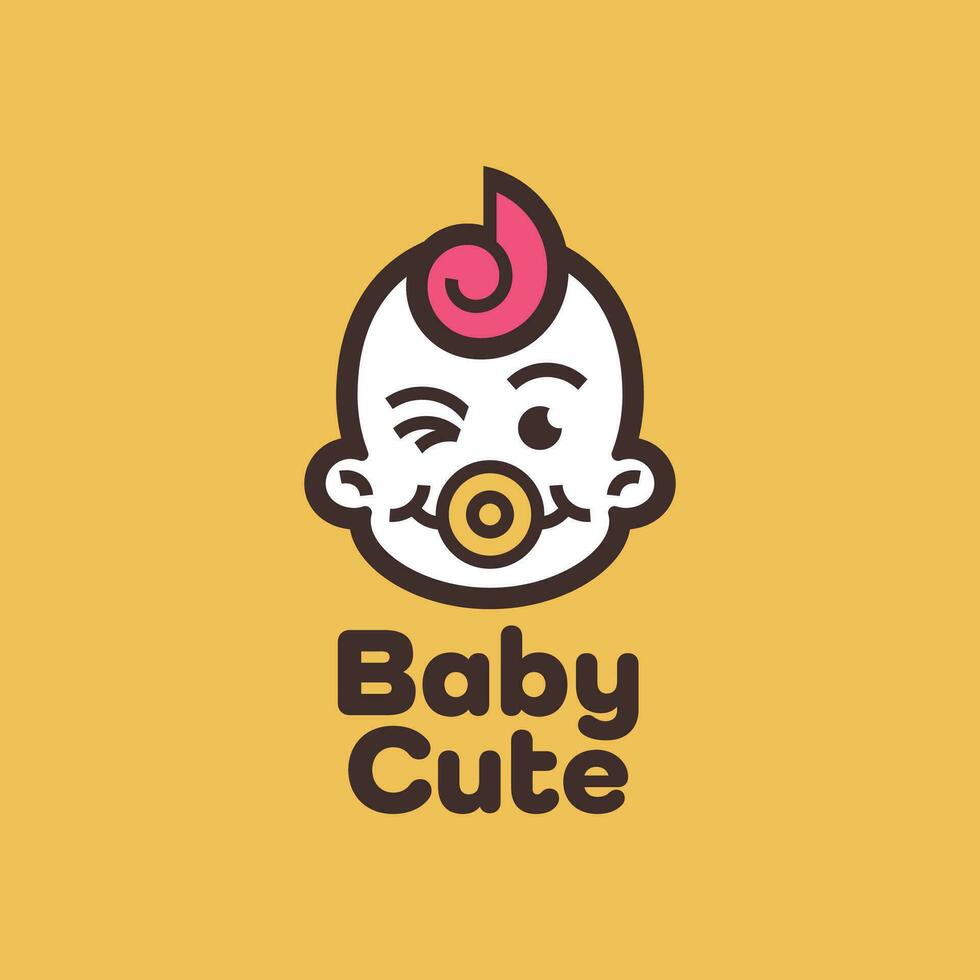 bebê fofa logotipo ilustração chupeta vetor