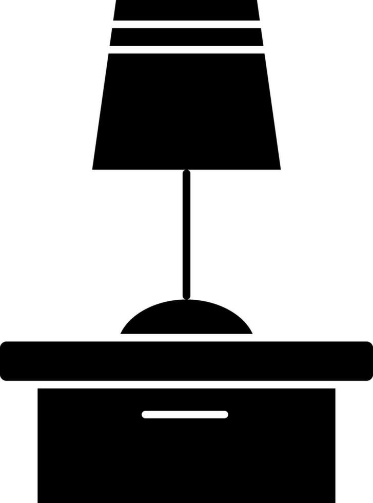 Preto e branco mesa luminária ícone dentro plano estilo. vetor