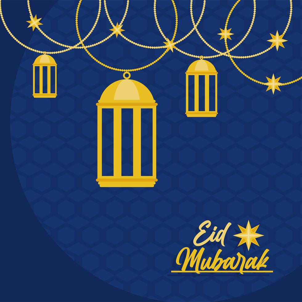 lanternas eid mubarak vetor
