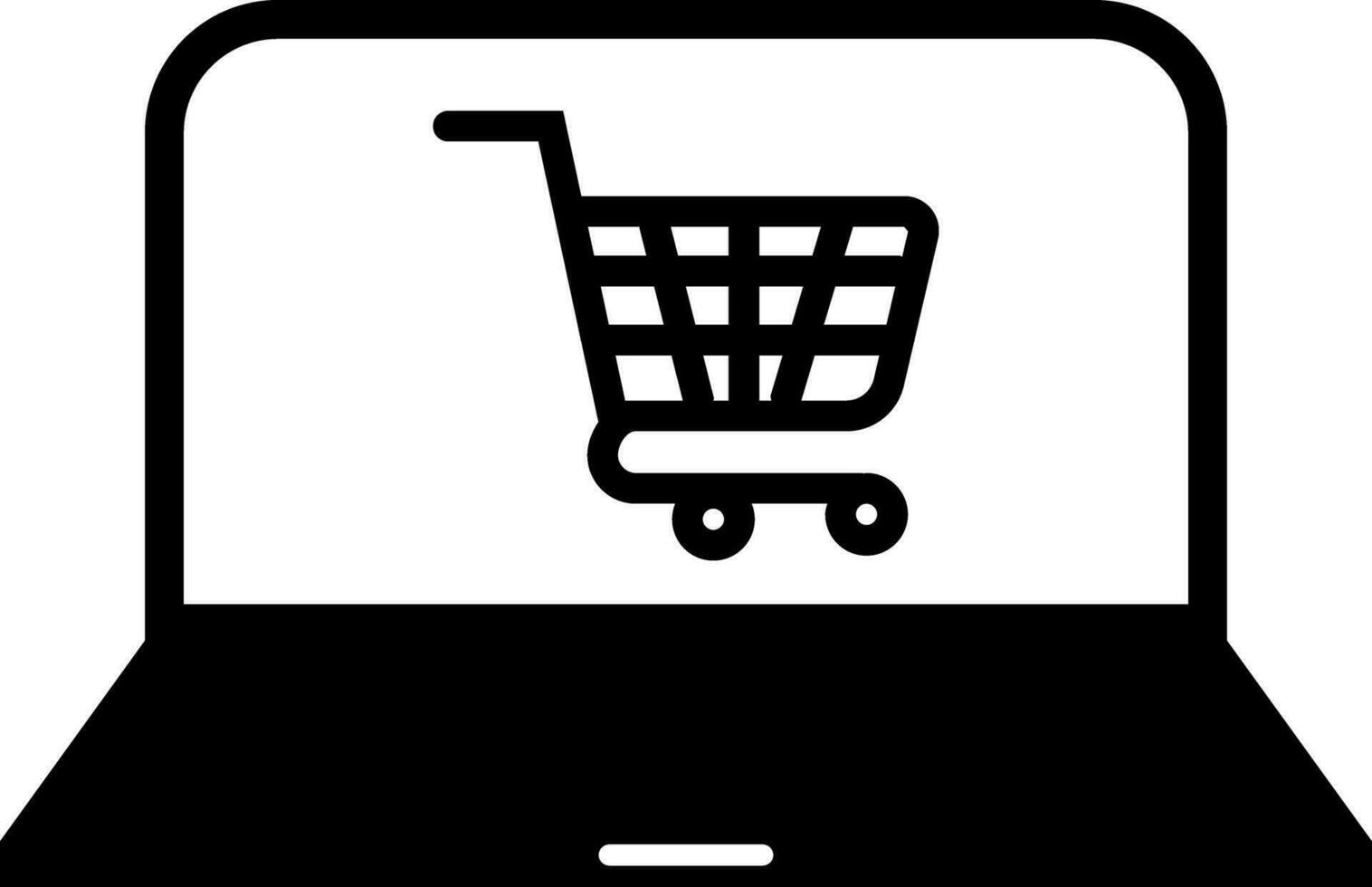 conectados compras a partir de computador portátil ícone. glifo placa ou símbolo. vetor