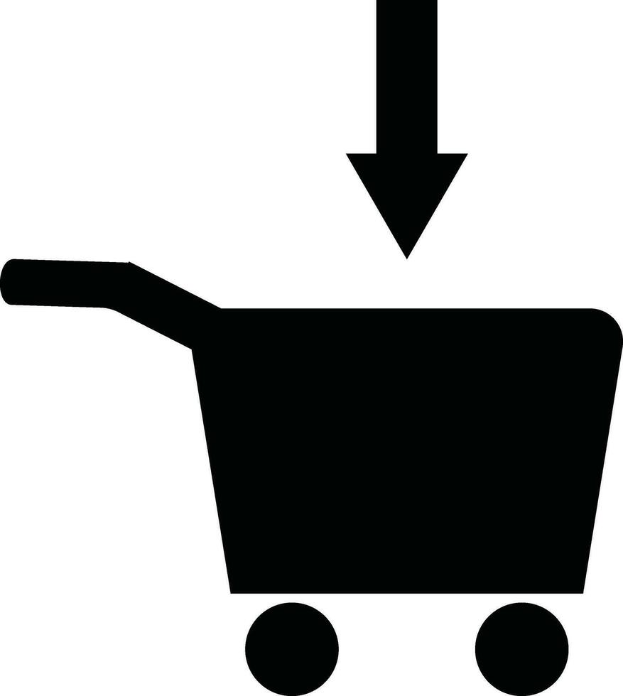 compras carrinho com baixa seta glifo ícone ou símbolo. vetor