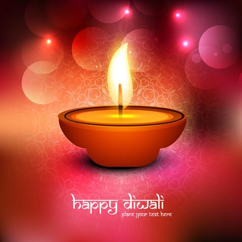 Feliz diwali diya óleo lâmpada festival fundo ilustração vetor