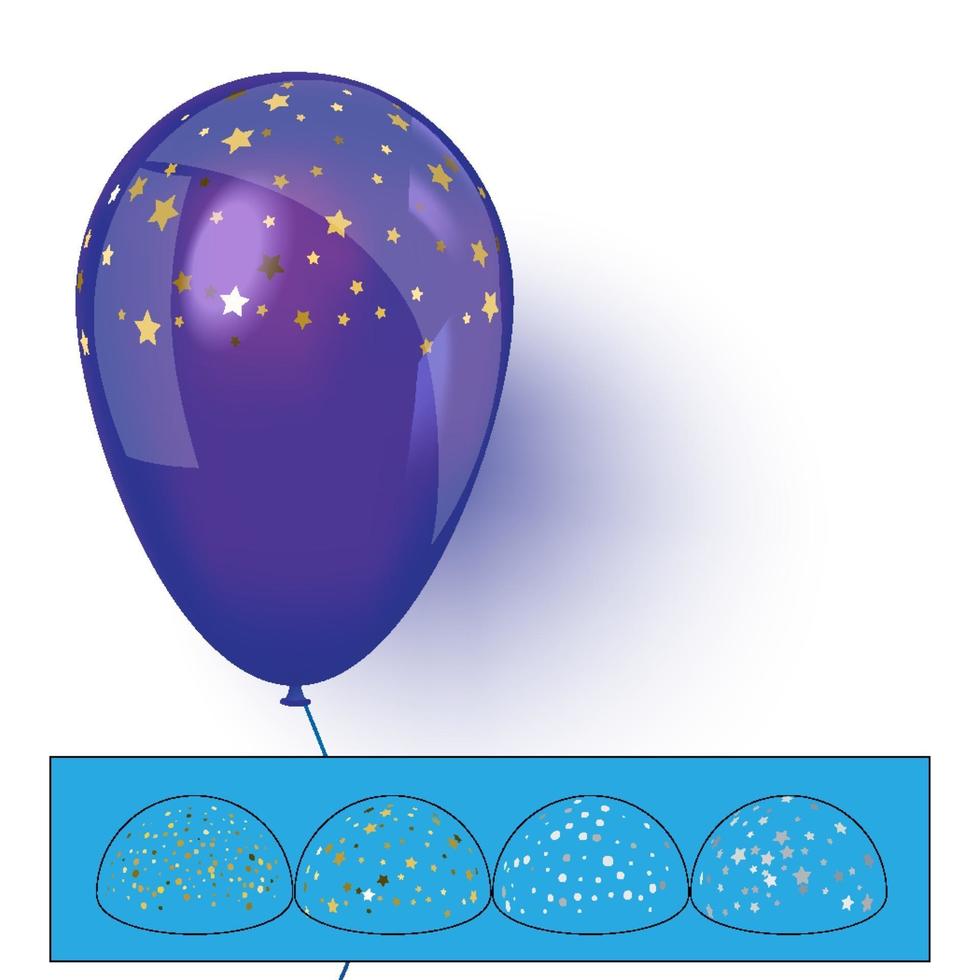balão de hélio azul com ilustração vetorial de confete vetor