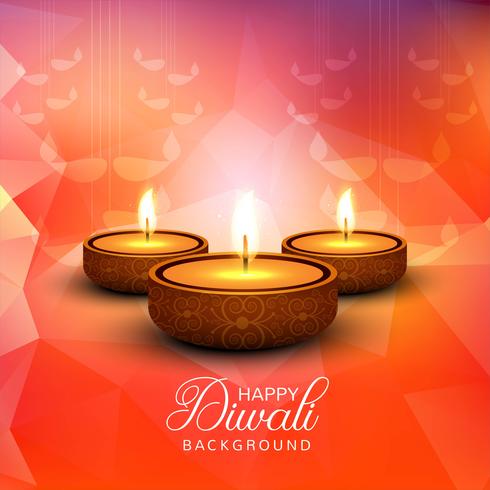 Celebração feliz Diwali fundo lâmpada de óleo decorativo vetor