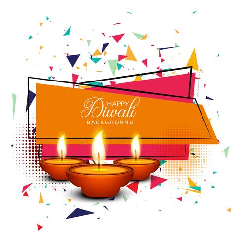 Feliz diwali diya óleo lâmpada festival cartão fundo ilustração vetor