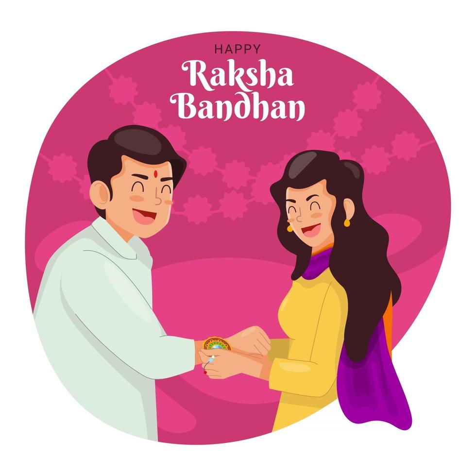 irmão e irmã pulseira de emparelhamento para celebrar raksha bandhan vetor