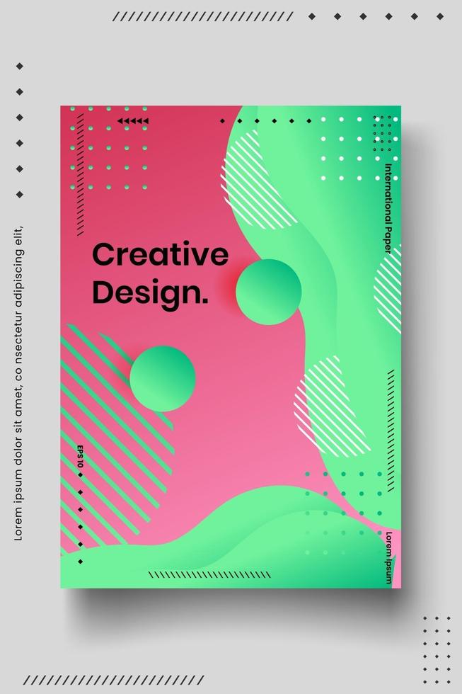 modelo de design de capa definido com linhas abstratas moderno estilo gradiente de cores diferentes no fundo vetor