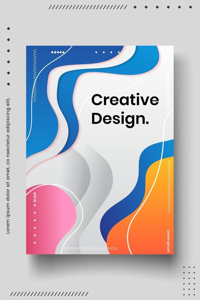 modelo de design de capa definido com linhas abstratas moderno estilo gradiente de cores diferentes no fundo vetor