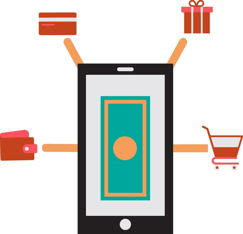dinheiro dentro Smartphone para conectados pagamento. vetor