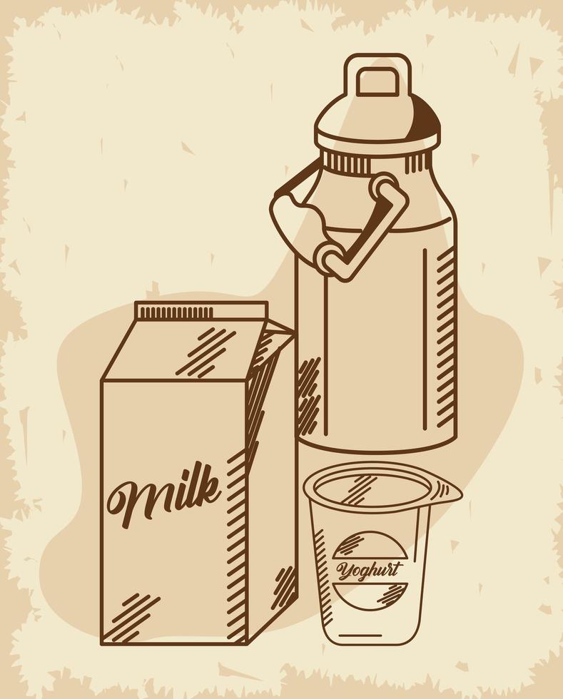 iogurte e leite vetor