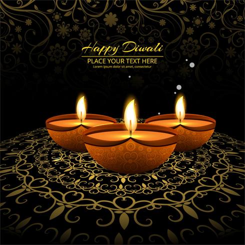 Feliz diwali diya óleo lâmpada festival fundo ilustração vetor