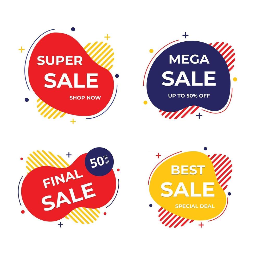emblema de venda e etiqueta coleção promoção de venda preço quente modelo de banner de venda vetor