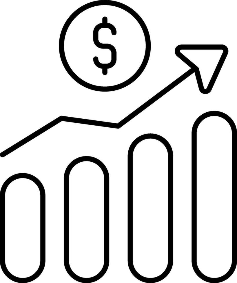 dólar dinheiro crescimento gráfico ícone dentro fino linha arte. vetor