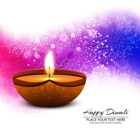 Feliz diwali diya óleo lâmpada festival fundo ilustração vetor