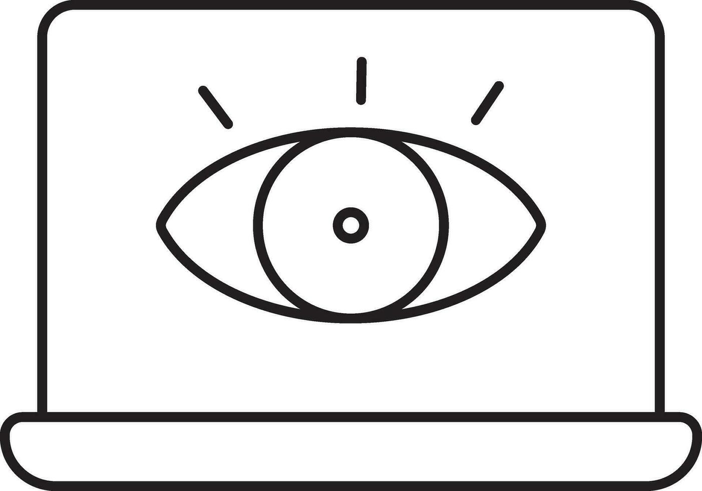 plano estilo olho dentro computador portátil ícone. vetor