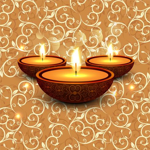 Feliz diwali diya óleo lâmpada festival fundo ilustração vetor