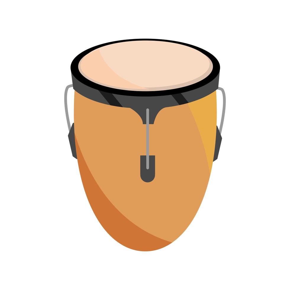 ícone isolado de instrumento musical de percussão de bateria conga vetor