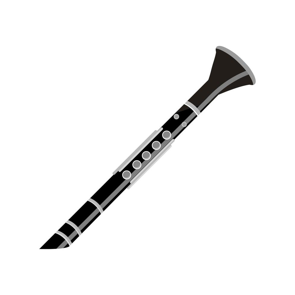 ícone isolado de instrumento musical de sopro de clarinete vetor