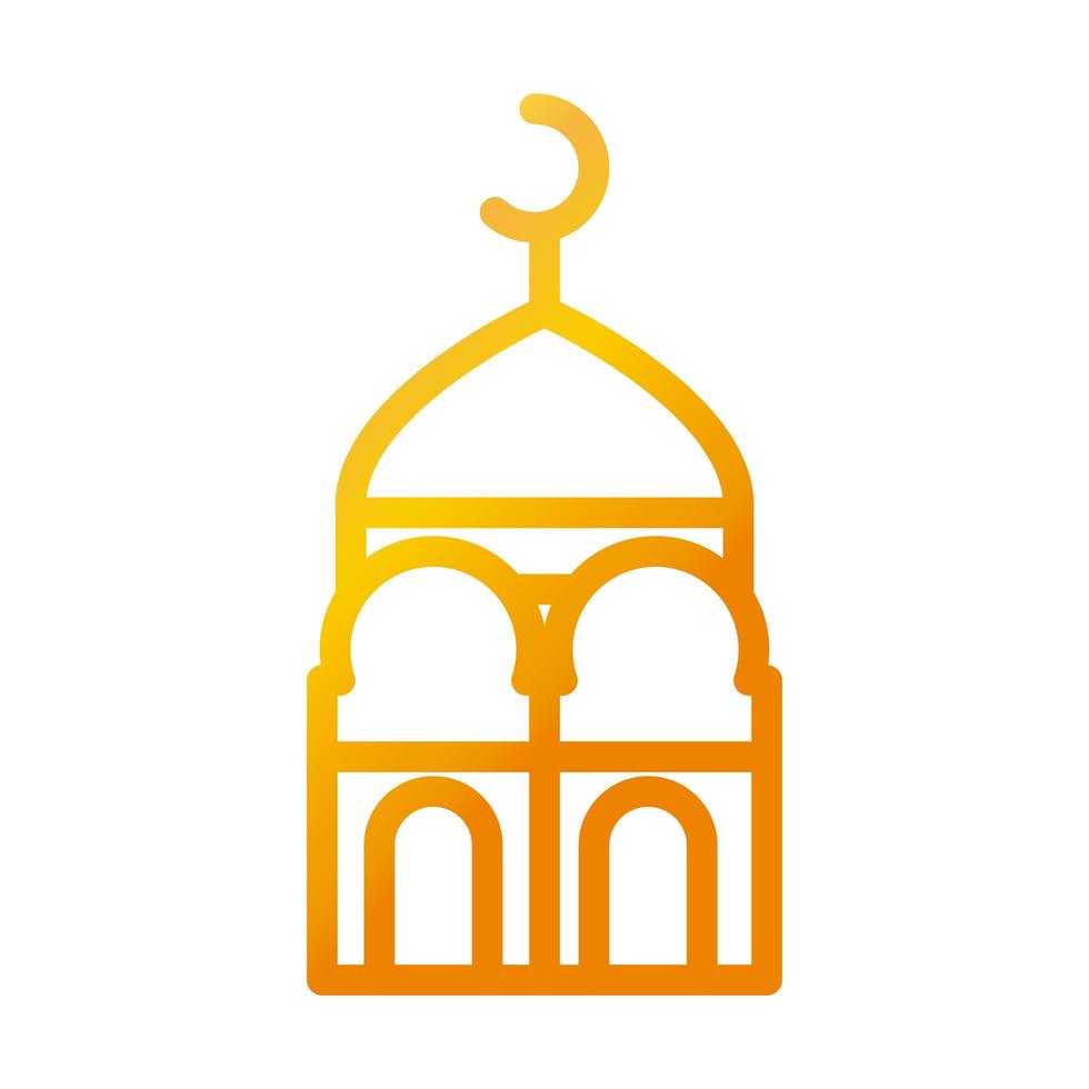 mesquita lua templo ramadan árabe islâmica celebração ícone de linha gradiente vetor