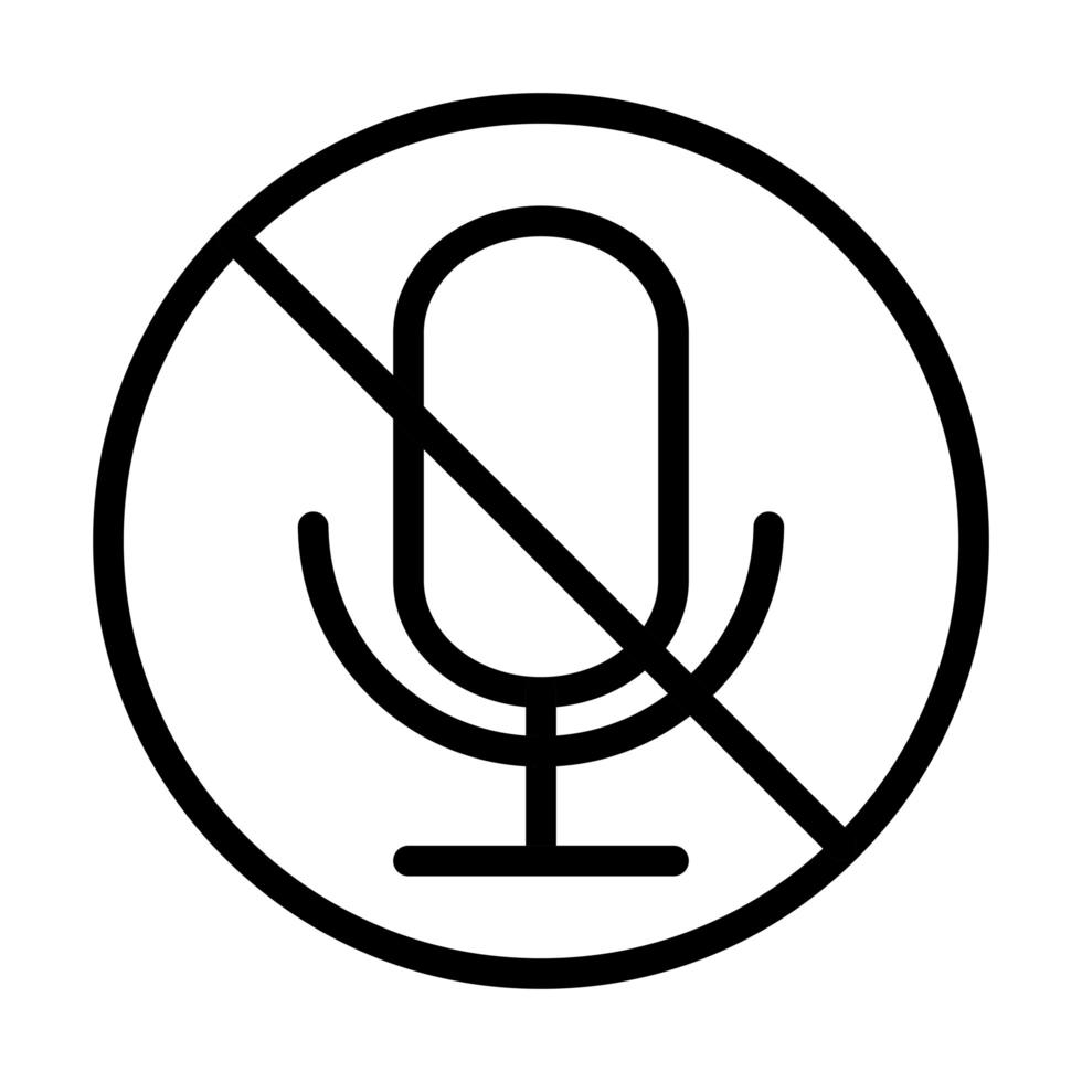 ícone de estilo de linha de som sem áudio do microfone vetor