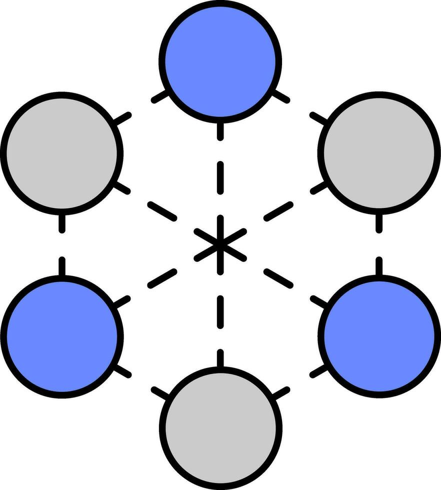 hexagonal infográfico ou conexão cinzento e azul ícone. vetor