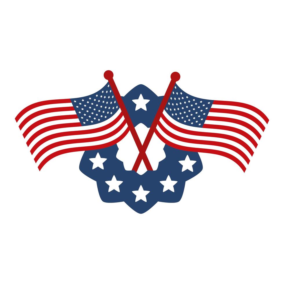 Bandeiras do dia do memorial e ícone de estilo plano festão celebração americana vetor