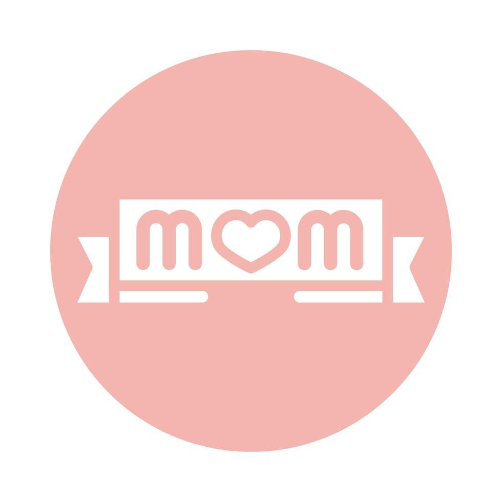 dia das mães letras mãe em ícone de estilo de bloco de decoração de banner vetor
