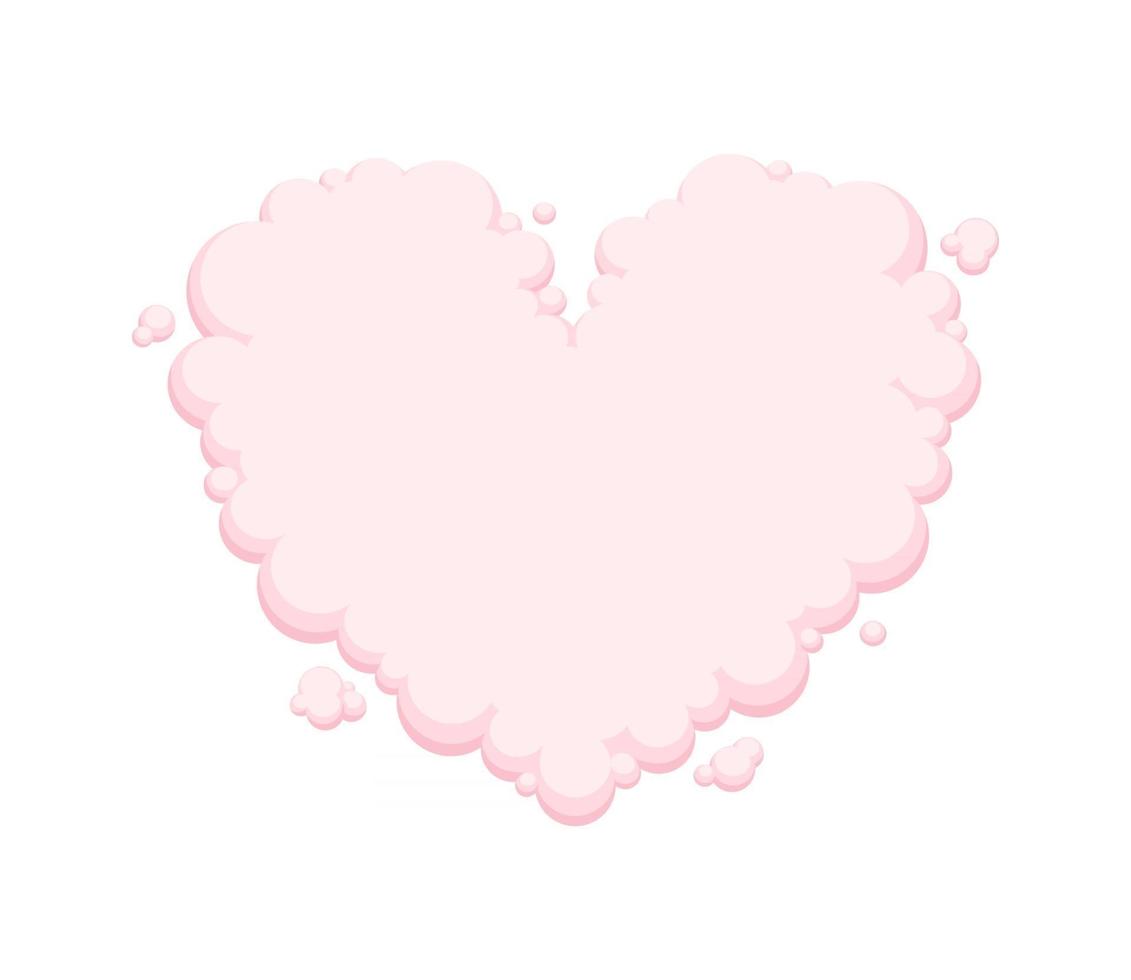 Uma nuvem em forma de coração rosa isolada em um fundo branco. vetor