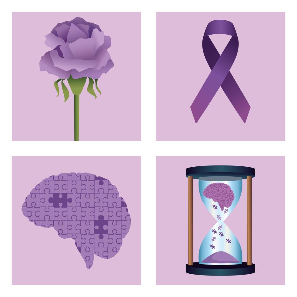 quatro ícones de Alzheimer vetor