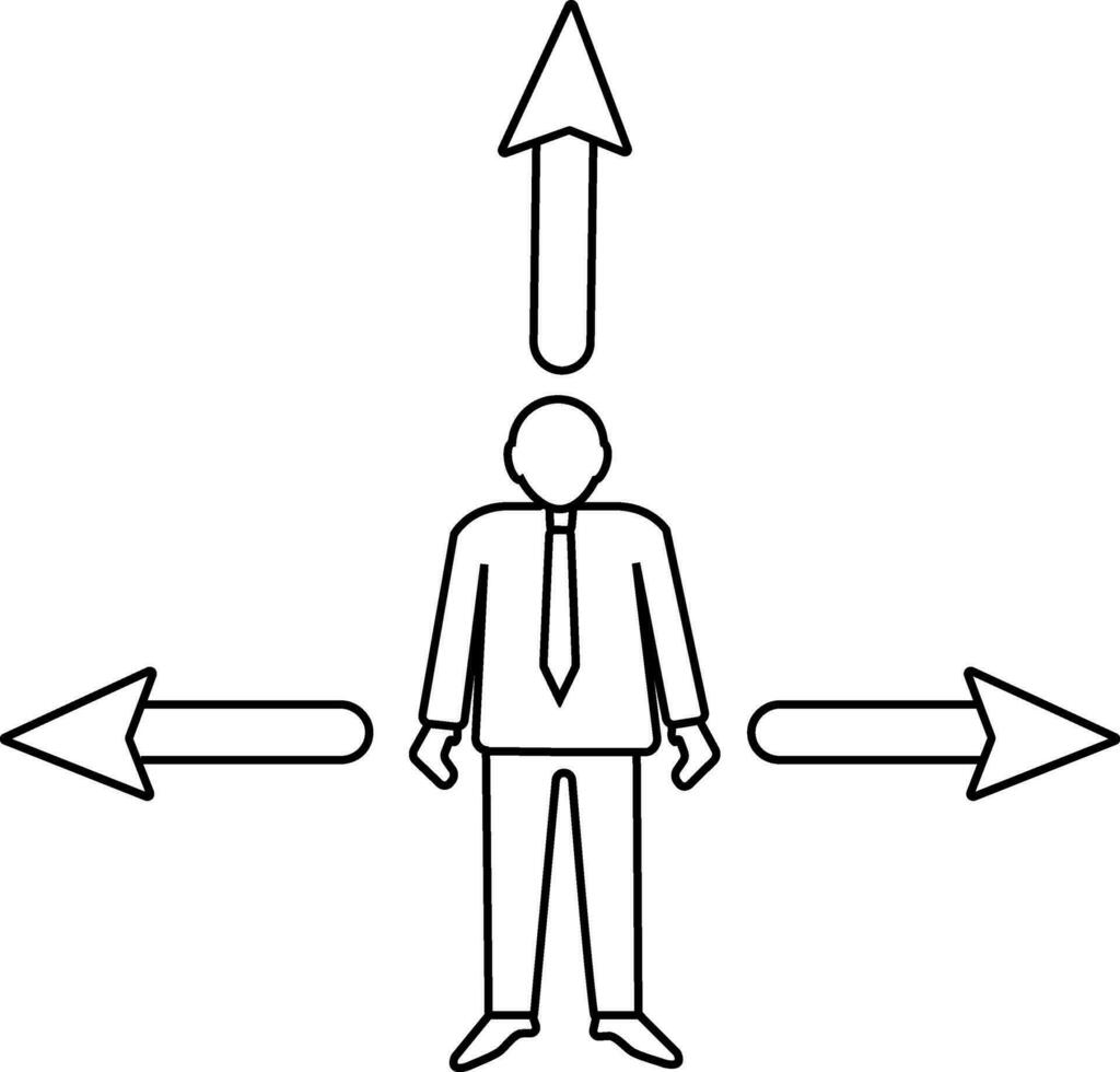ilustração do empregado ícone com três direção do seta. vetor