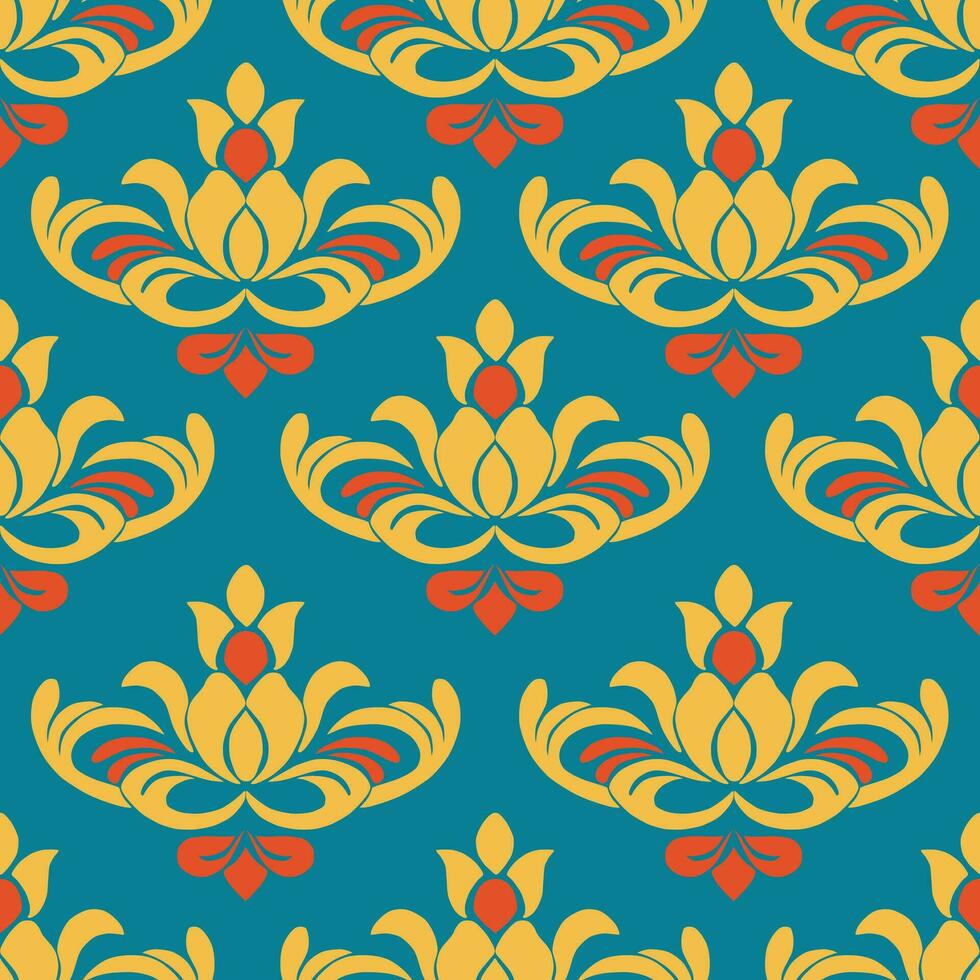 floral padronizar desenhado à mão. desatado vetor fundo. amarelo e azul ornamento. gráfico moderno padronizar.