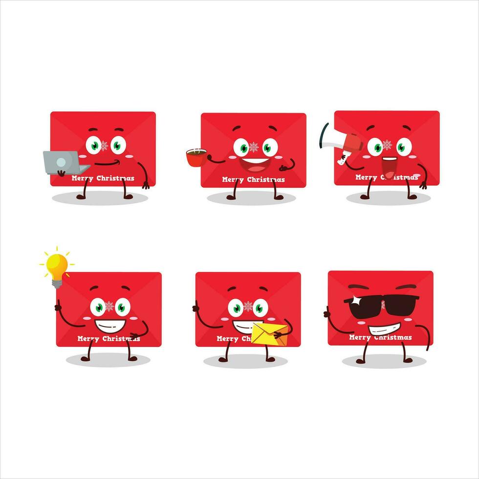 vermelho Natal envelopes desenho animado personagem com vários tipos do o negócio emoticons vetor