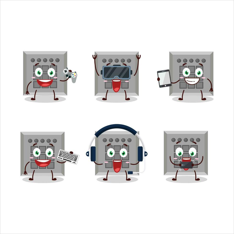 botão tarefa desenho animado personagem estão jogando jogos com vários fofa emoticons vetor