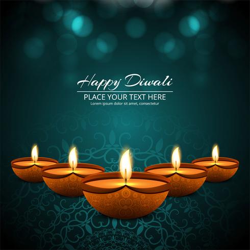 Feliz diwali diya óleo lâmpada festival fundo ilustração vetor