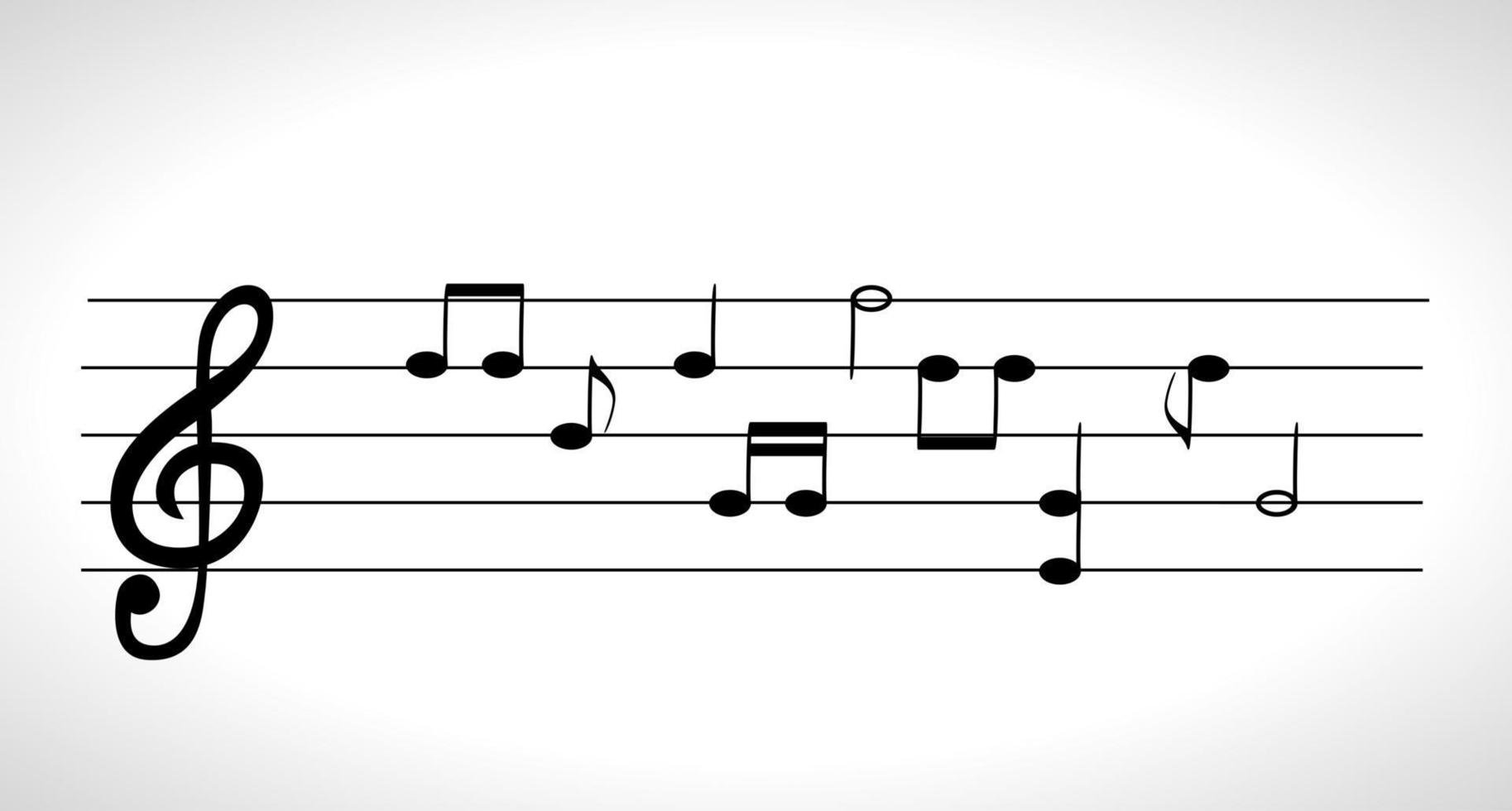 conjunto de notas musicais em notação de relógio de cinco linhas sem uma clave de sol vetor