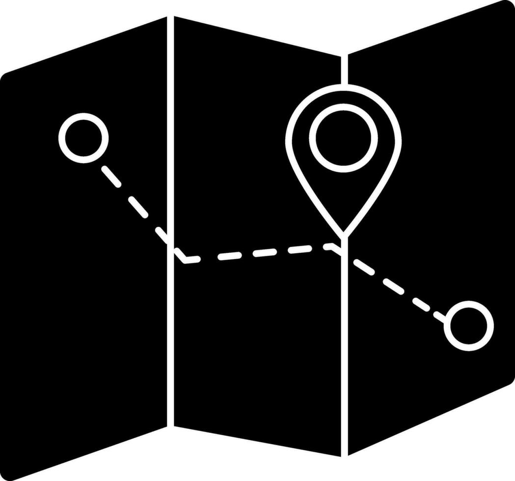 Preto e branco mapa navegação ícone dentro plano estilo. vetor