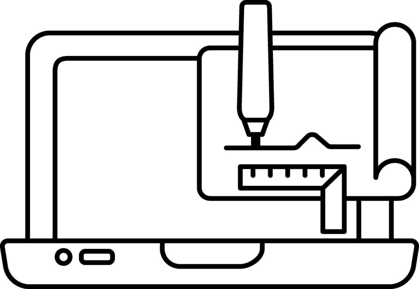 linha arte projeto dentro computador portátil tela ícone. vetor