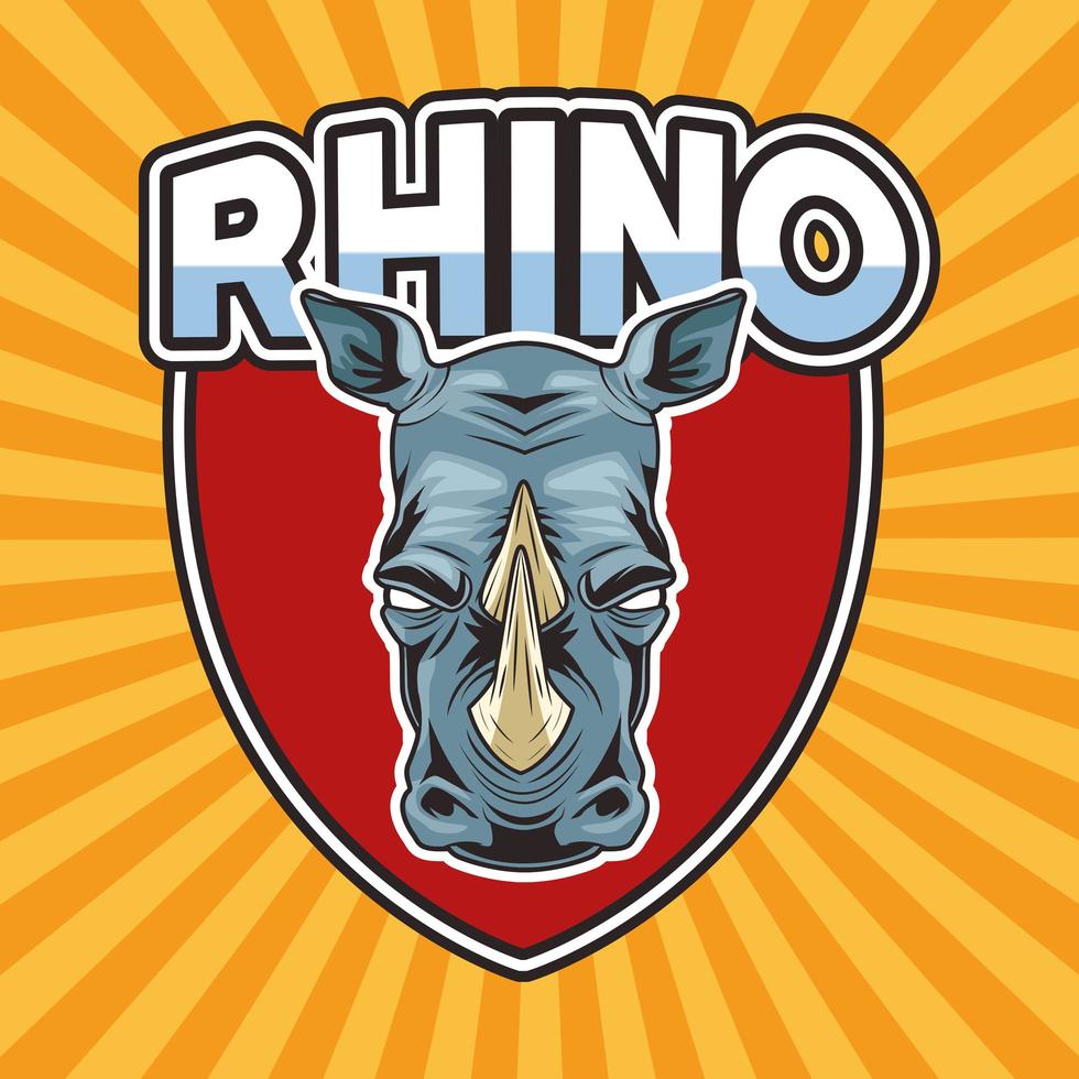 rinoceronte animal cabeça selvagem em escudo vetor