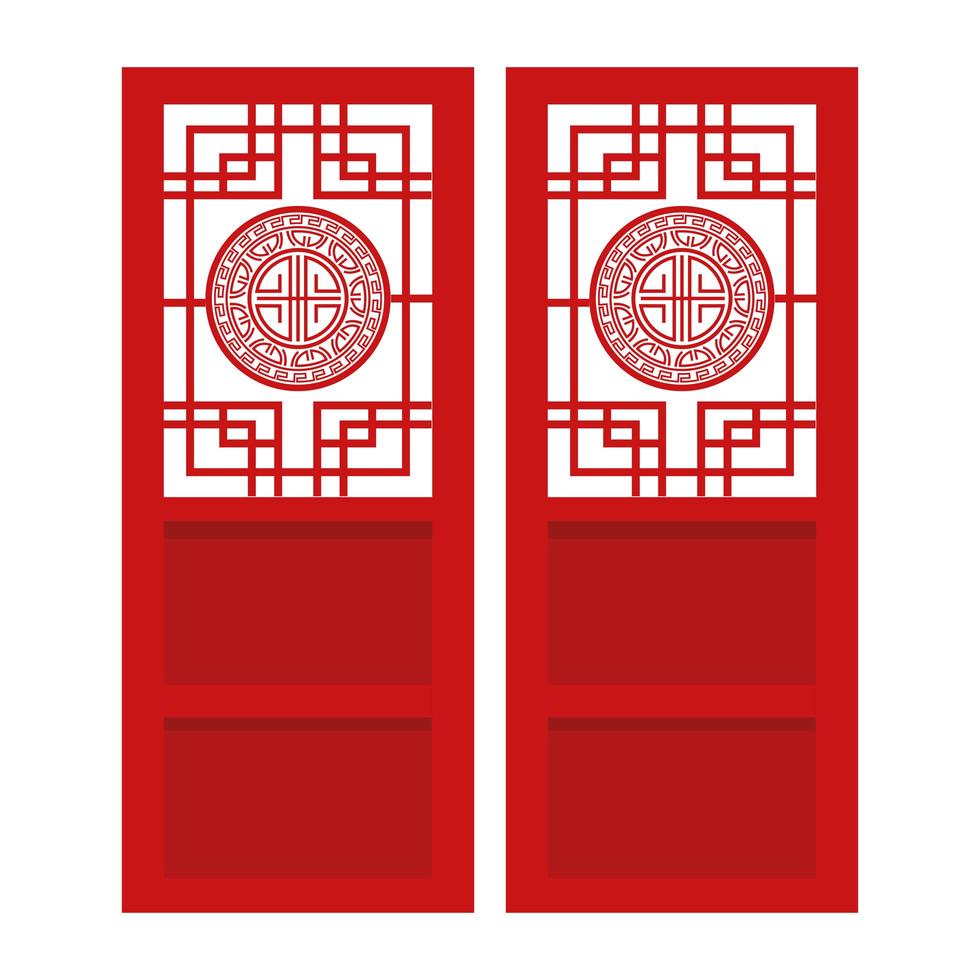 ícone decorativo de portas vermelhas chinesas vetor