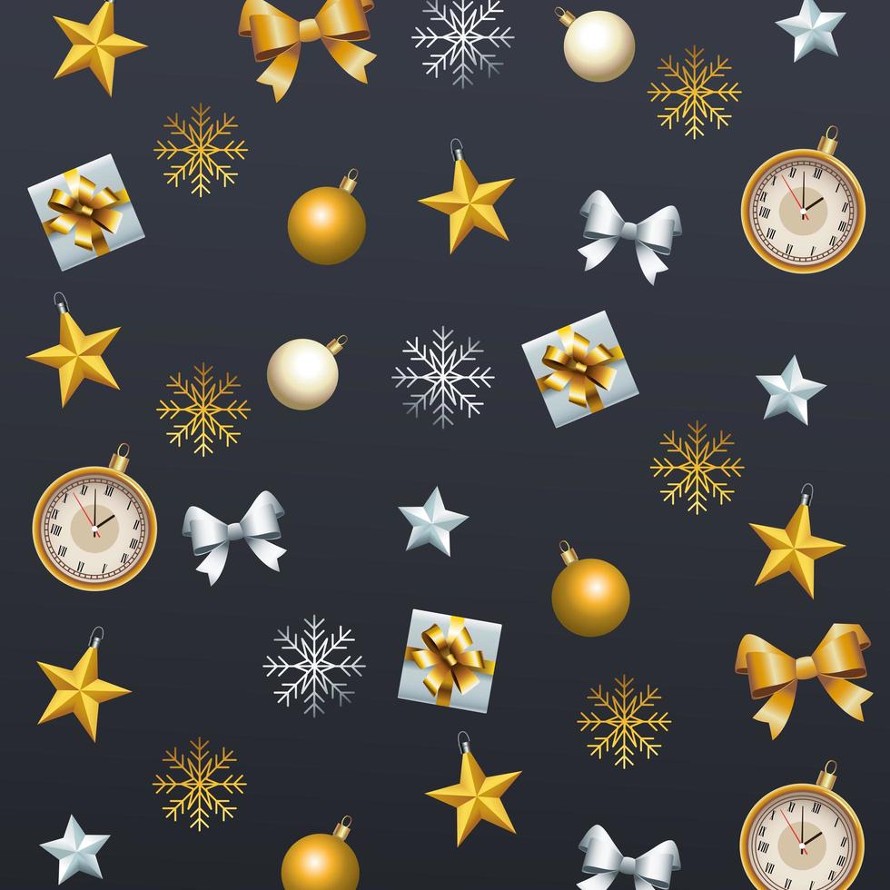 feliz feliz natal conjunto padrão de ícones decorativos vetor