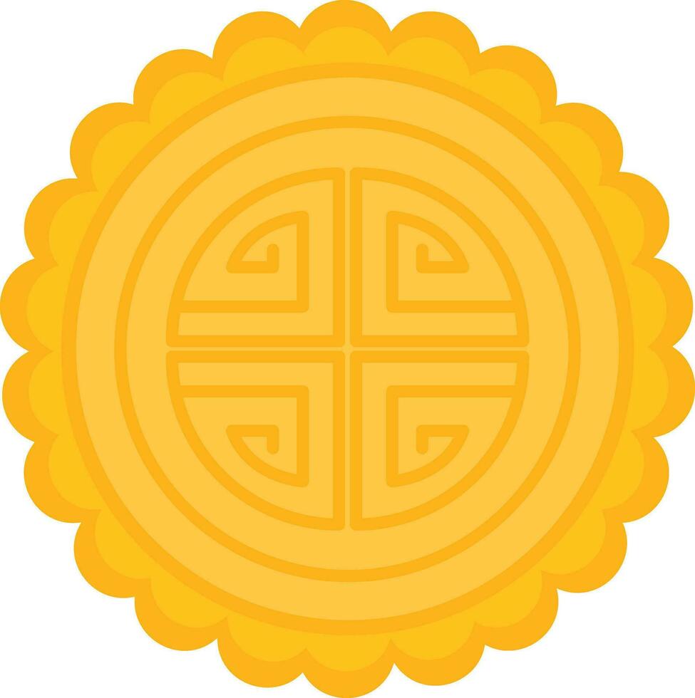 dourado mooncake ícone ou símbolo dentro plano estilo. vetor