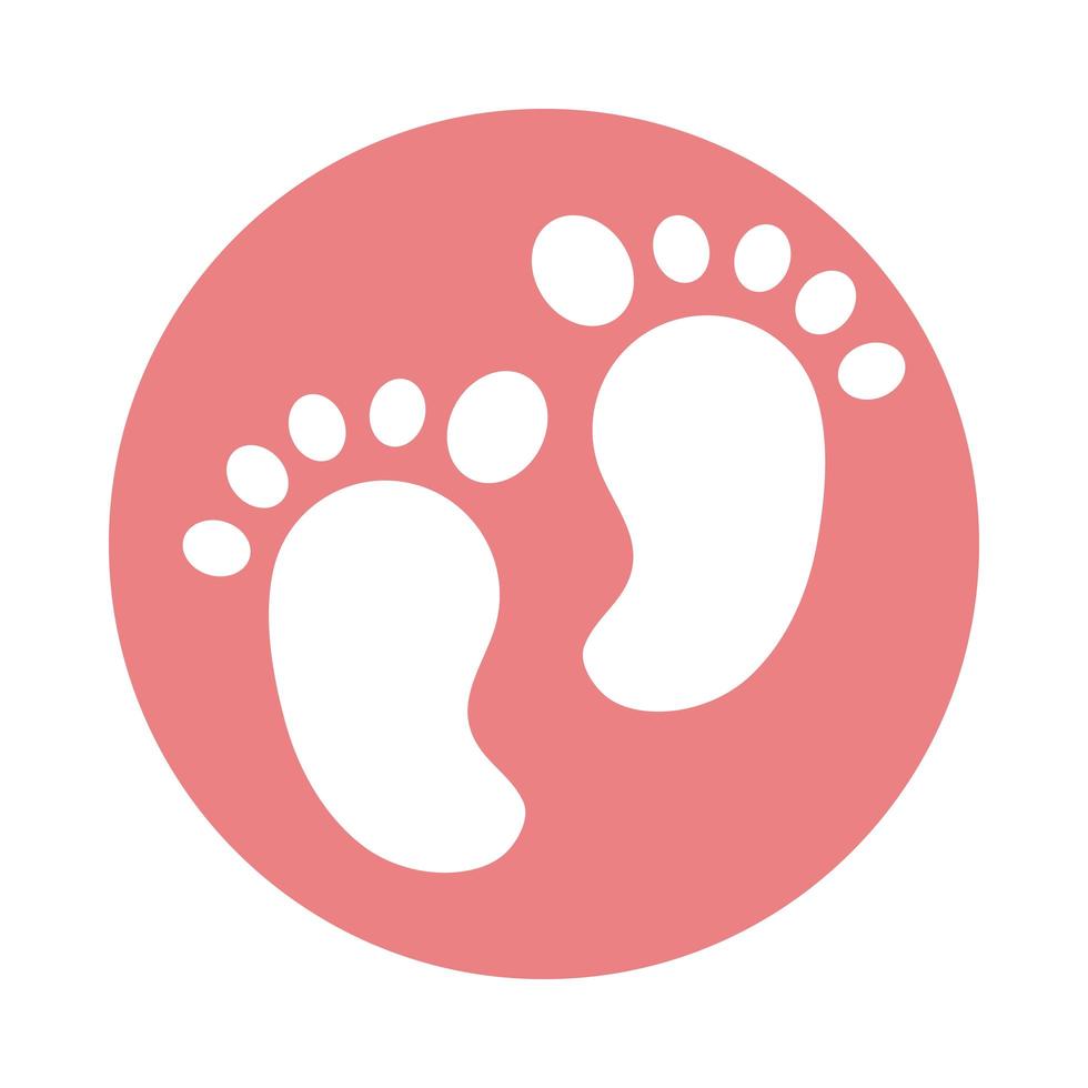 ícone de bloco de decoração de bebê com pegada do dia das mães vetor