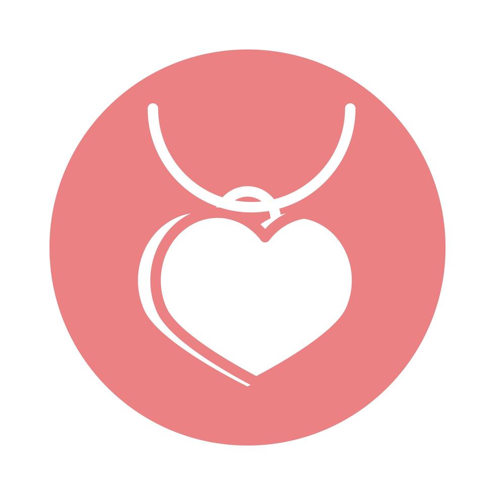 colar de dia das mães com ícone de bloco de acessório de amor de coração vetor